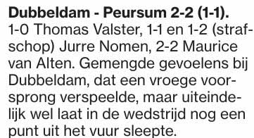 AD de Dordtenaar over de eerste thuiswedstrijd van Dubbeldam 1