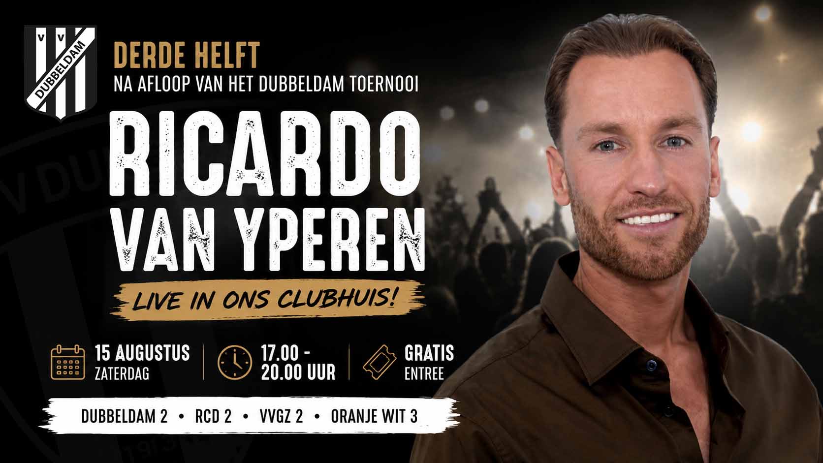 Derde helft na Dubbeldam Toernooi met live muziek van Ricardo van Yperen