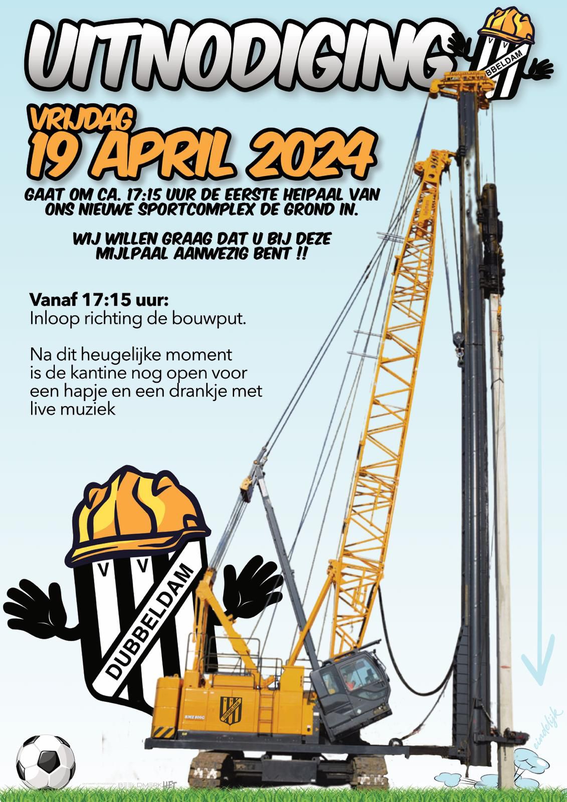 Uitnodiging eerste paal slaan op 19 april